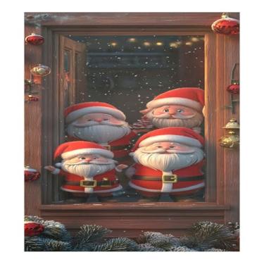 Imagem de STAYTOP Papai Noel fica na frente da porta vermelha capa de ímã de lava-louças 58 x 66 cm capas decorativas de geladeira para porta frontal adesivo magnético para máquina de lavar louça painel de