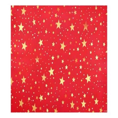 Imagem de Qilmy Estrelas douradas com fundo vermelho capa magnética para máquina de lavar louça, 58 x 66 cm, capa decorativa para geladeira para porta frontal, adesivo, máquina de lavar, painel de geladeira