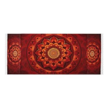 Imagem de Wassud Capas de lavadora e secadora de mandala vermelha, protetor de lavadora com sacos de armazenamento, capa de geladeira à prova de poeira com bolsos para lavanderia doméstica, cozinha, 120 x 55 cm