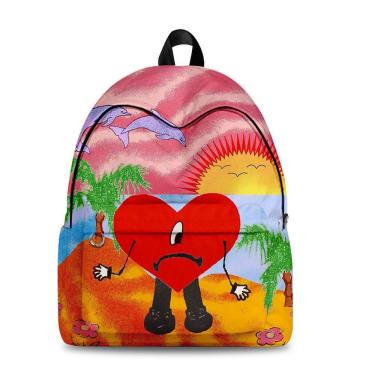 Imagem de Mochila Bads Bunny Cartoon Kids School Oxford 30x17x40cm