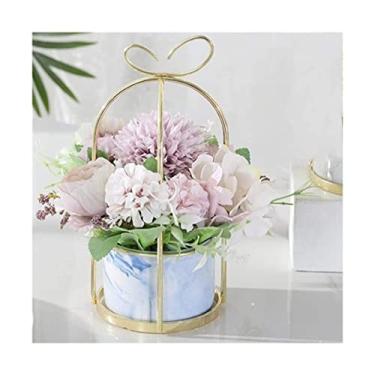 Imagem de LMJYU Flor artificial com vaso flores artificiais bonsai com vaso crisântemo hortênsia peônia flores artificiais festa de casamento casa