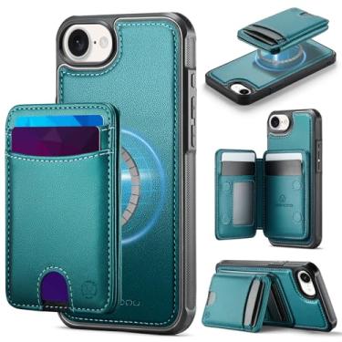 Imagem de owlhold Capa carteira para iPhone 16E, compatível com MagSafe e bloqueio de RFID 2 em 1, capa carteira dobrável dupla, estilo suporte de couro PU removível, capa de telefone para iPhone 16E