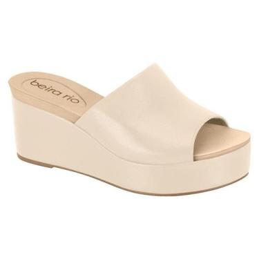 Imagem de Sandália Beira Rio Feminina Tamanco Anabela Plataforma Conforto -, Cre