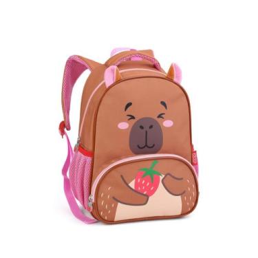 Imagem de Mochila Escolar Infantil Creche Capivara Fofa e Resistente - Seanite, 