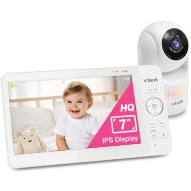 Imagem de VTech Monitor de bebê atualizado 2025 com tela IPS de 7 polegadas, câmera panorâmica com zoom, sem monitor de vídeo WiFi para bebê com câmera e áudio, luz noturna multicolorida, conversa bidirecional