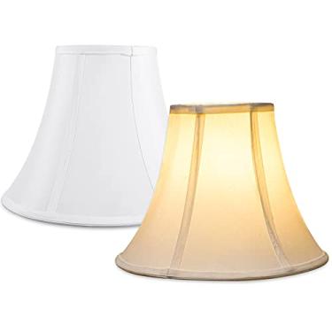 Imagem de Conjunto de 2 cortinas de lâmpada para lâmpadas de mesa (Top 15 cm WxBottom 13 cm Wx25 cm A, Branco)