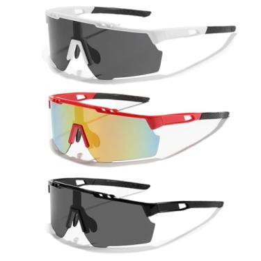 Imagem de JINHUIBBA Óculos de sol de beisebol para meninos e meninas, jovens, para crianças, leves, de 6 a 12 anos, Branco cinza + preto cinza + vermelho amarelo, tamanho �nico