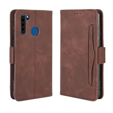 Imagem de Capa para Blackview A80 PRO,Retro magnético Flip Case,Design de carteira de couro PU com slots de cartão removíveis -Brown