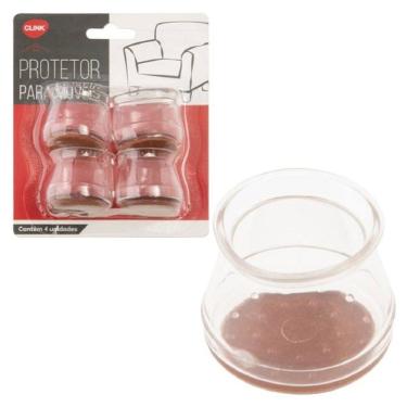 Imagem de Kit 4 Protetores Pé De Cadeira Silicone Feltro Transparente