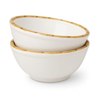 Imagem de Jogo 2 Bowl Tigela Cumbuca Branco Para Sopa Caldos Bambu Cerâmica Scalla 500ml