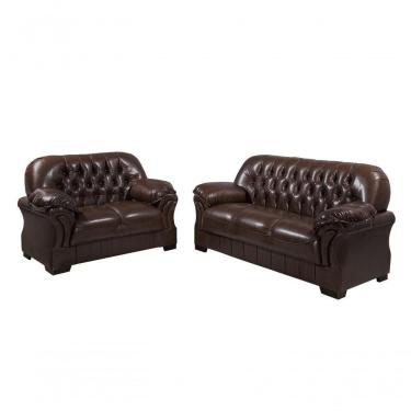 Imagem de Sofá Rei Conjunto 2 E 3 Lugares Império Estofados Couríssimo Marrom 850