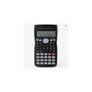Imagem de Calculadora Científica com 240 Funções, Display de 2 Linhas, Preta, Plástico, 6x9x1cm, Capa Protetora, Portátil