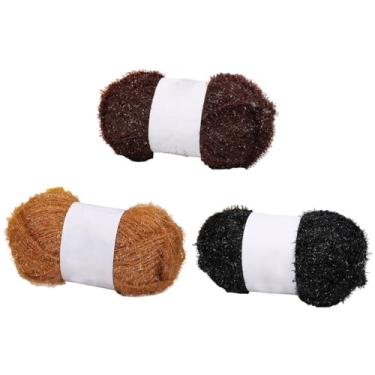 Imagem de Fio de glitter Scrubby – Fio pastel multicolorido para panos de prato de crochê, sacos e toalhas de banho, 50 g/100 por rolo (tipo nº 8, pacote com 3)