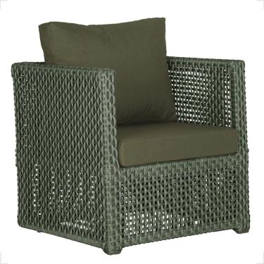 Imagem de 1 Poltrona Madri Alumínio Corda Náutica Estofado 13 Trama Verde