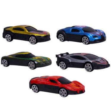 Imagem de Kit 5 Carrinhos Miniatura Infantil Esportivo Roda Livre Escala 1:64 - 