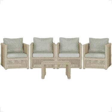 Imagem de Mesa E 4 Poltronas Madri Corda Náutica Estofado 3 Trama Rami