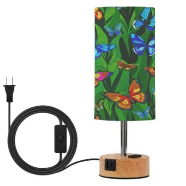 Imagem de Wassud Abajur de mesa de cabeceira colorido de borboletas com 3 temperaturas de cor, luminária de mesa moderna com forro de sombra para suporte noturno para sala de estar, quarto, escritório, berçário