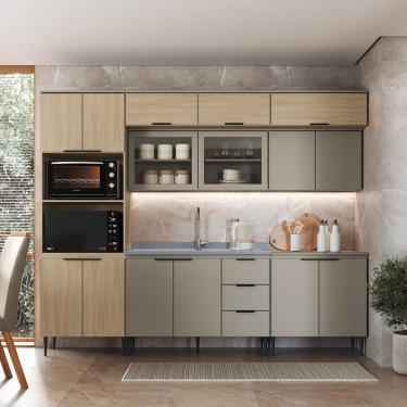 Imagem de Cozinha Modulada com Vidro 7 Peças sem Pia Lavinia - Imperial/Fume