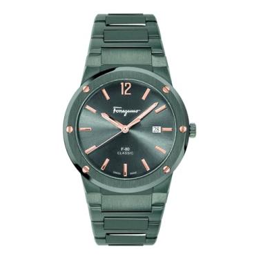 Imagem de Salvatore Ferragamo Relógio masculino de quartzo com 3 ponteiros com pulseira de aço inoxidável, bronze, 26 (modelo: SFDT01520)