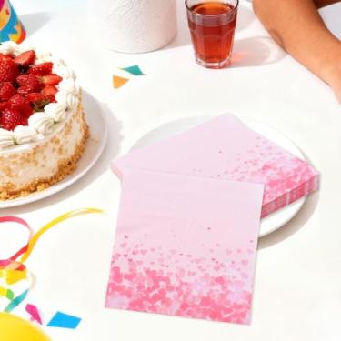 Imagem de Guardanapos de papel descartáveis para Dia dos Namorados com 20 guardanapos de papel rosa coração amor para Dia dos Namorados, aniversários, casamentos, noivados, chás de panela, suprimentos de festa