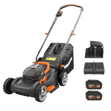 Imagem de WORX Wg743 40V Powershare 4.0Ah 17 Polegadas Cortador De Grama Com Mulching & Intellicut (Baterias 2X20V), Preto E Laranja 17 Polegadas