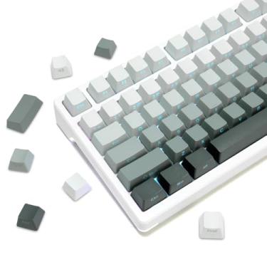 Imagem de YOUSUOMASTER Green Gradient PBT Keycaps, Side Printed Keycap,133 Keys PBT Doubleshot Shine Through Keycaps, Cherry Profile Custom Key Caps for Mx Switches Mechanical Gaming Keyboards