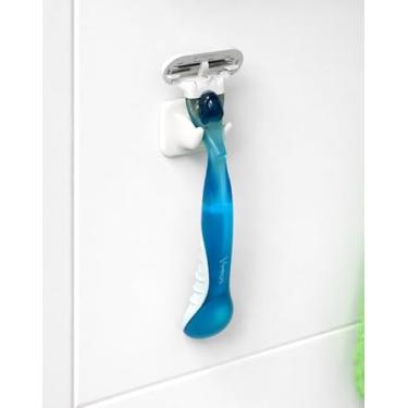 Imagem de Kit 2 Suportes para Aparelho de barbear Gillette - Fixação Dupla Face na Parede do Banheiro - Porta Lamina Barbeador (Branco)