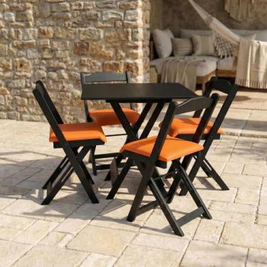 Imagem de Conjunto Mesa Dobrável Área Externa 70x70cm com 4 Cadeiras Estofadas M