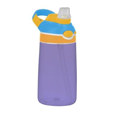 Imagem de Garrafa de água infantil de 473 ml com tampa de palha, garrafa de água esportiva portátil para escola reutilizável 473 ml, copo de viagem infantil Tritan, alça de transporte, violeta ardósia azul