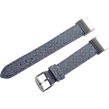 Imagem de NICKSTON Pulseira de couro macio JD Jeans compatível com Fitbit Charge 6 5 4 3 e Charge 2 Tracker Strap (1. Adaptador de fivela de cor preta, para Charge 6/5)