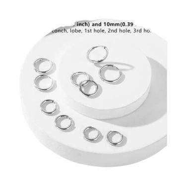 Imagem de Brincos Pequenos De Argola Banhados a Ouro 18K Para Mulheres, 5 Pares 