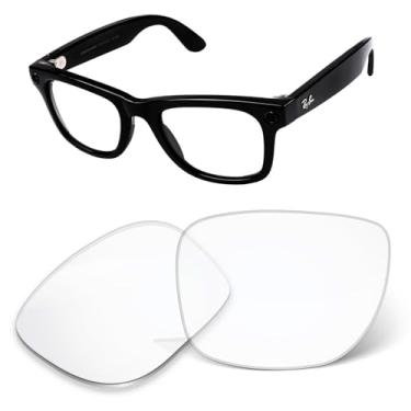 Imagem de Lentes de substituição de 1,6 mm compatíveis com óculos inteligentes RayBan Meta Wayfarer (Gen 2) RW4012 de 53 mm, antiarranhões e ajuste fácil, Cristal HD, One Size
