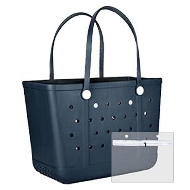 Imagem de lasierwo Bolsa de praia de borracha para mulheres, grande, à prova de areia, para esportes ao ar livre na praia, Azul da Prússia, X-Large