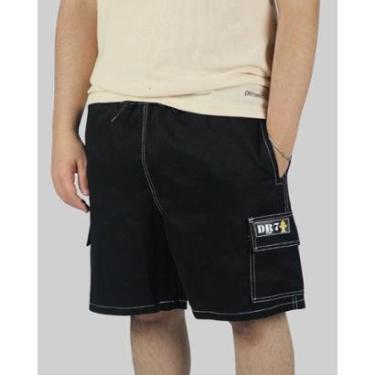 Imagem de Bermuda DR7 Street Cargo White Line Logo Hidrante - Preto-Unissex