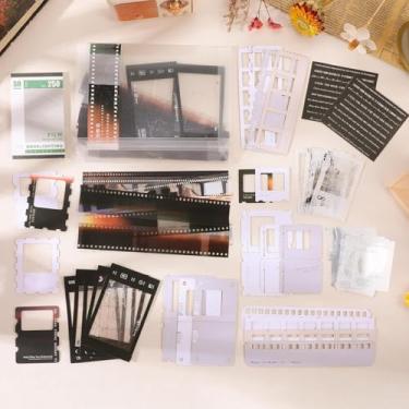 Imagem de 94 peças de papel de álbum de recortes de filme para suprimentos de diário, adesivos Washi, cartões de memos, à prova d'água, álbuns, fitas, adesivos, vintage, fotos, temáticos, scrapbook, kits para