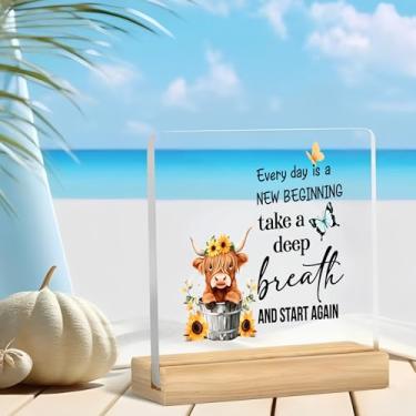 Imagem de 1 peça de decoração de mesa de acrílico colorido "Every Day is a New Beginning" (9.9 cm) - Escolha criativa de presente para feriados para espalhar calor adequado para decoração de casa em sala de