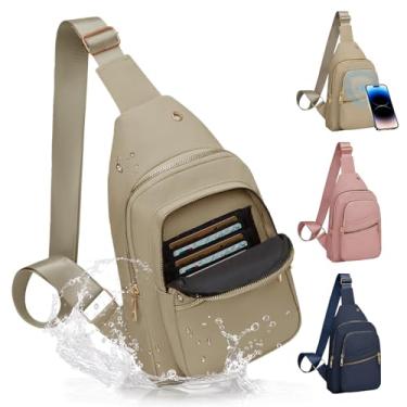 Imagem de Aganmi Mochila transversal para mulheres, Caqui