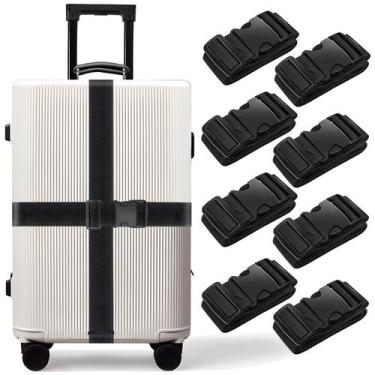 Imagem de Alças de bagagem BILIONE, 8 peças, 200 cm, ajustáveis, TSA, pretas