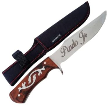 Imagem de Faca para Churrasco Personalizada em Aço Inox Super Luxo 30cm – Faca de Churrasqueiro com Cabo de Madeira e Gravação de Nome ou Time(Só nome)