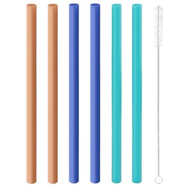 Imagem de Joshey 6 canudos de substituição para garrafas de água Owala FreeSip 680 g e 946 ml - Canudos de plástico reutilizáveis com 1 escova de limpeza, peças de acessórios de copo de viagem - 3 cores (marrom