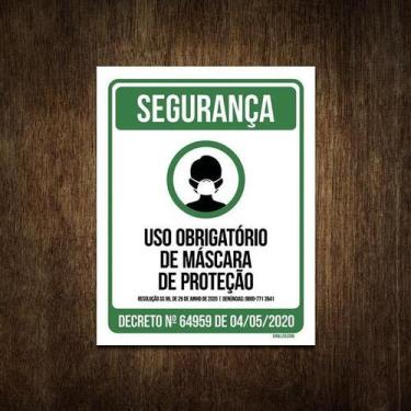 Imagem de Placa De Segurança - Uso Obrigatório De Máscara 27X35 - Sinalizo