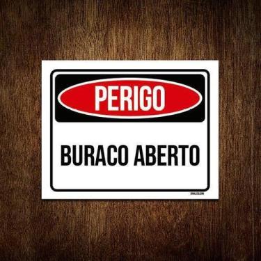 Imagem de Kit 10 Placas Perigo Buraco Aberto - Sinalizo.Com