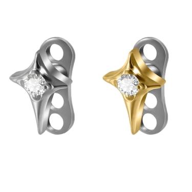 Imagem de Conjunto de âncora dérmica de zircônia cúbica de titânio 14G G23 14G hipoalergênico flores microdérmicas tops e base para lábios, bochechas, piercing no peito, joia corporal (estrela cruzada)