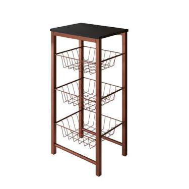 Imagem de Fruteira de Chão Cozinha Montada Aço Cobre Tampo Preto Roma - Império 