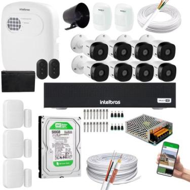 Imagem de Kit Cftv 8 Câmeras Intelbras 1220B + kit Alarme+xas 4010+ivp 2000 + HD