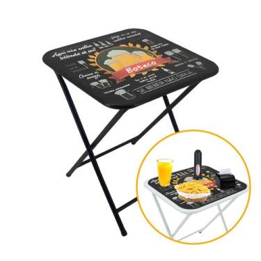 Imagem de Mesa Mesinha Petisqueira de Centro 48cm Dobrável Baixa em Aço Com Ades