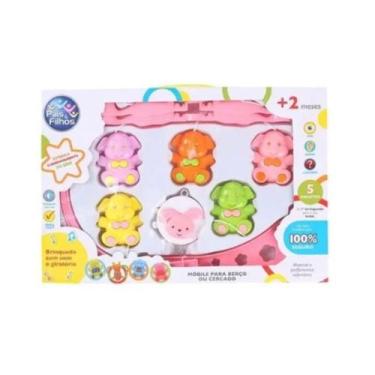 Imagem de Móbile para Berço com 5 Enfeites Elefantes Rosa (7800) - Pais E Filhos