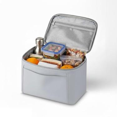 Imagem de Bolsa Térmica 5L Elegante para Lanches e Marmitex Portátil com Alça Cinza