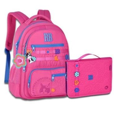 Imagem de Mochila Com Estojo Fichário Kit Escolar Rebecca Bonbon Premium-Feminino
