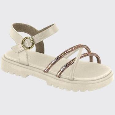 Imagem de Sandália Infantil Pepete Tratorada Meninas Tiras Strass Molekinha 2344.144.30060-Feminino